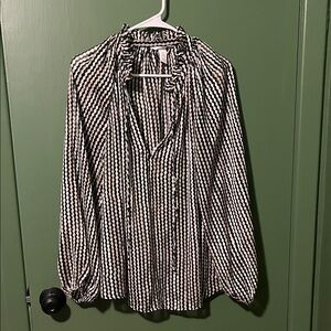 H&M Black and White Checkered Blouse